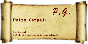 Paizs Gergely névjegykártya